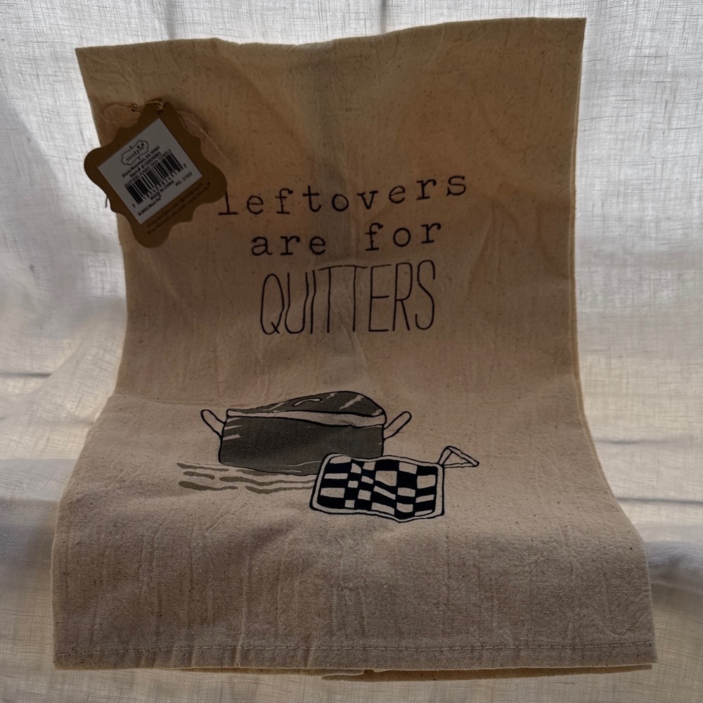 Mud Pie Natural Cotton Kitchen Towel with Black Print